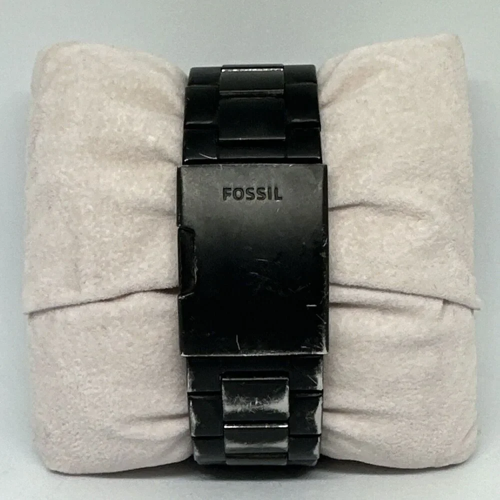 Fossil JR1523 Men's Black Stainless Steel Analog Dial Chronograph Watch HME355